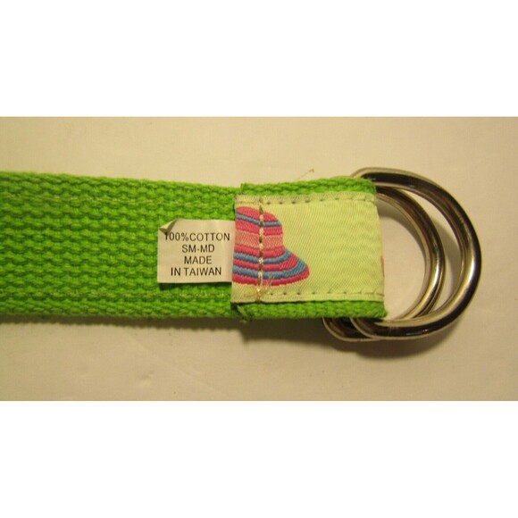 Ribbon Belt Vintage 80s Preppy Pink Green Hats Fabric Canvas D Ring Womens main image 6